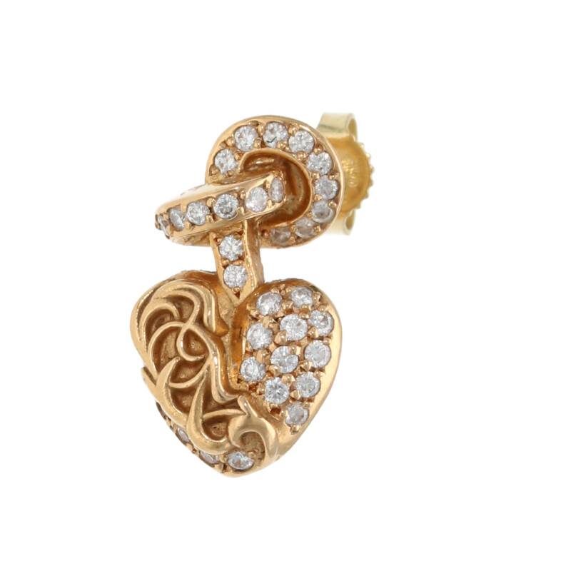 【新品未使用】Heart Gold Drop Earring with Diamond